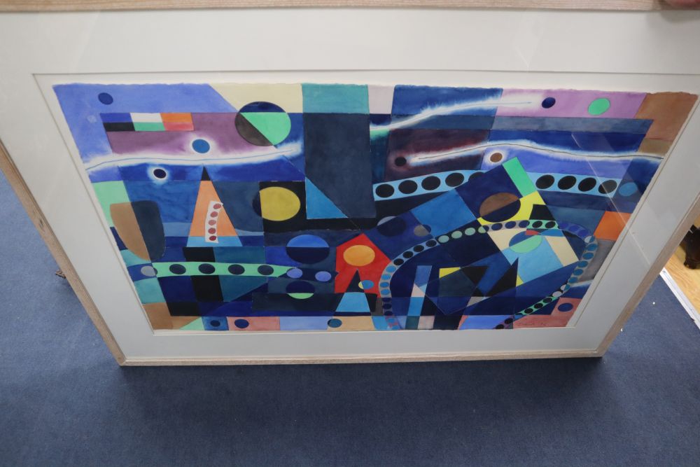 Harvey Daniels (1936-2013), watercolour, Green Circle, signed and dated 96, 66 x 100cm.